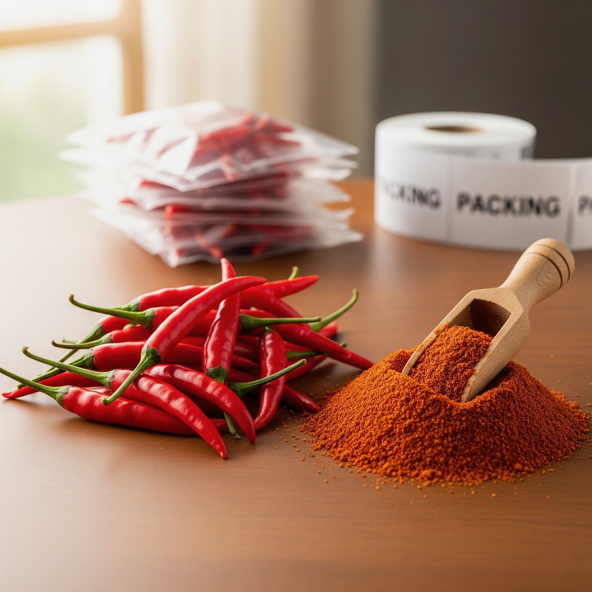 Vibrant red chili powder
