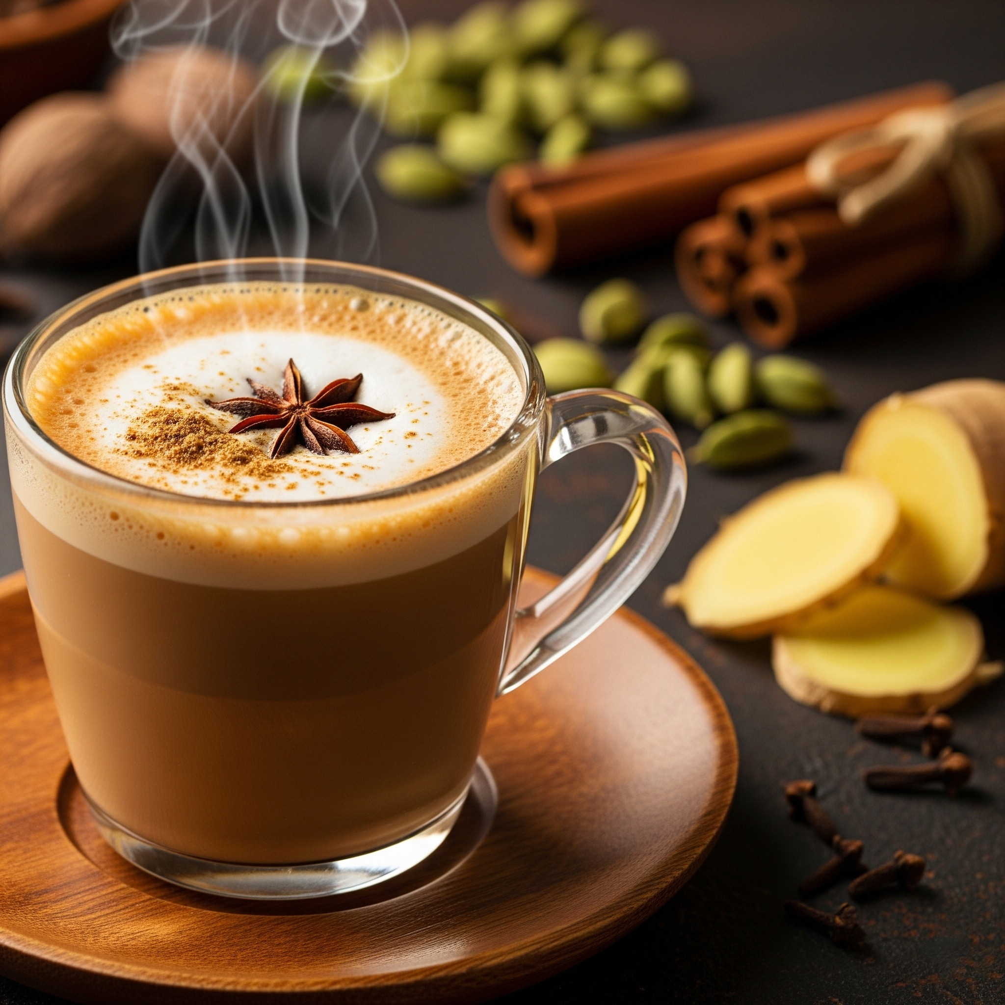 A steaming cup of authentic Masala Chai